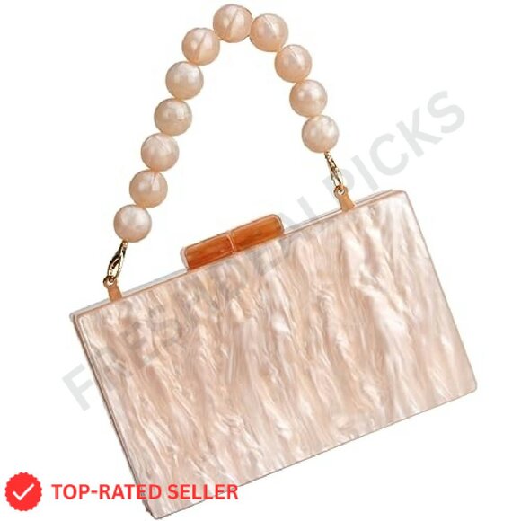 Acrylic Marble Clutch Evening Bag Elegant Prom Wedding Party Handbag - Picture 2 of 8
